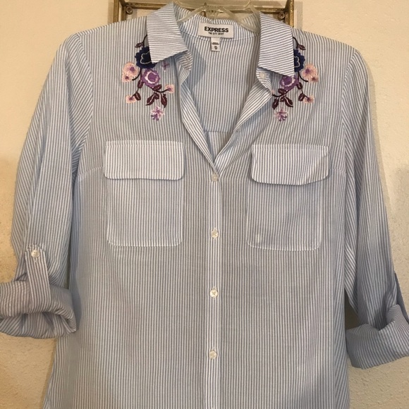 Flower Shoulder Button Down - Picture 3 of 6